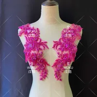 Patch Bahu Gaun Mutiara Kristal Terbaru Warna Fuchsia