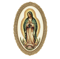 Cadre photo ovale classique en résine avec miroir, motif Vierge Marie, pour décoration religieuse de table, vente en gros sous marque privée