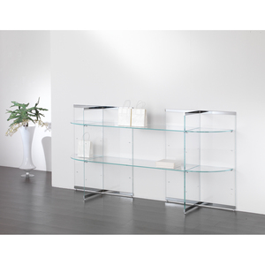 Modern Glass Wall Shelf 203x40x100 Cm Glossy <b>White</b> Living Room Cabinet <b>Display</b> <b>Unit</b> - Product Image 1