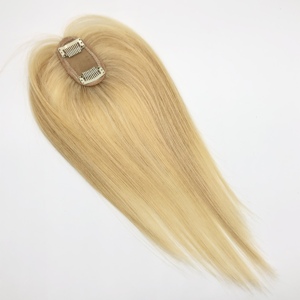 Extension per capelli umani 100% con topper in seta 4x8cm, colore 613 #   Topper Biondo con Clip e Frange 3D per Donne - Product Image 2
