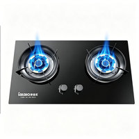 Table de cuisson à gaz moderne à 2 brûleurs, classe A en termes d'efficacité énergétique, surface en verre intégrée, usage domestique, prix d'usine, vente en gros