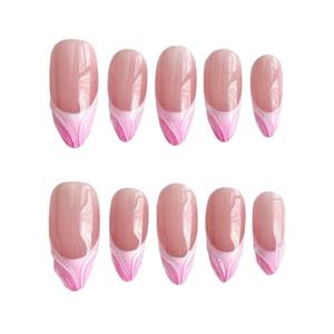 Venta al por mayor 10 piezas de lujo estilo francés almendra/patrón cuadrado 3D Gel prensa <span class=keywords><strong>uñas</strong></span> pintadas a mano <span class=keywords><strong>uñas</strong></span> artificiales personalizadas - Product Image 6