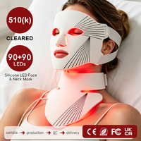 Masque LED à lumière rouge pour le visage et le cou avec couverture pectorale, appareil de luminothérapie portable pour la routine de soin de la peau