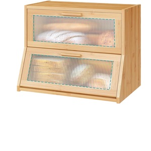 Is Bamboo Bread Box 42x25x40cm Double Layer Dustproof <b>Storage</b> <b>Kitchen</b> Pastry Rack - Product Image 5