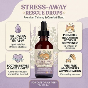 Suplemento Líquido Calmante para Gatos, <span class=keywords><strong>Gotas</strong></span> Premium para el Alivio <span class=keywords><strong>de</strong></span> la Ansiedad, 60 ml, Acción Rápida, Calma los Nervios, Marca Privada - Product Image 1