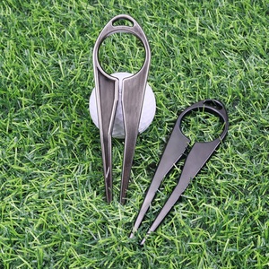 Marcador de pelota de golf barato con forma de abanico, carrete metálico plegable, herramienta de nivelación de golf en blanco, grabado láser sin costos, herramientas de acero inoxidable - Product Image 2
