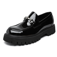 Herren Große Größen Teenager Klassischer Stil Rutschfeste Wasserdichte Lederschuhe mit Gummisohle PU-Zwischensohle Dicke Sohle Loafer