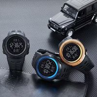 Jam tangan olahraga Digital pria, muka besar tahan air jam tangan untuk pria dengan Stopwatch LED lampu belakang