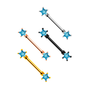 Anillos de <span class=keywords><strong>pezón</strong></span> de estrella de acero inoxidable <span class=keywords><strong>Piercing</strong></span> de <span class=keywords><strong>pezón</strong></span> de barra de circón azul para mujer <span class=keywords><strong>hombre</strong></span> - Product Image 5