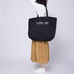 <b>Large</b> Luxury Eco-friendly Tote Shopping <b>Bags</b> Black Cotton Non-Woven <b>Canvas</b> Reusable with Custom Logo and Creative Design - Product Image 2