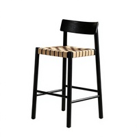 Tabourets de bar rétro en cuir et bois massif italien, sans accoudoirs, avec repose-pieds, pour îlot de cuisine, comptoir, bar à domicile, café, hôtel