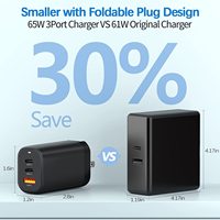 Chargeur rapide de bureau 45W/65W GaN USB-C PD 3.0 QC3.0 30W avec sortie 2C1A et protection contre les surcharges pour ordinateur portable/ordinateur portable et mobile