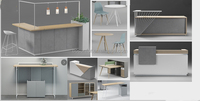 Meubles de bureau commerciaux, comptoir de réception élégant, tables de réception de bureau modernes en bois