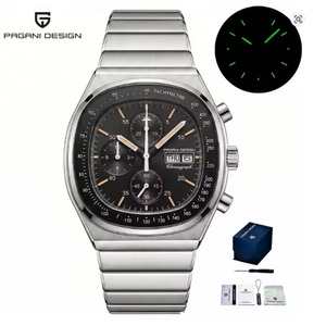 Hruodland Retro Quartz <b>Chronograph</b> Men Watches Sapphire Glass Stainless Steel Fashion Dress Wristwatch F-022 Reloj Hombre - Product Image 3