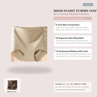 Culotte gainante taille haute effet ventre plat et rehausseur de fesses en soie glacée antibactérienne avec couvrance étendue de l'entrejambe pour femme