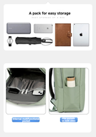 Ransel Bisnis Unisex Kapasitas Besar Tas Laptop 14 inci Lapisan Nilon Poliester Ritsleting Dua Lapis Port USB Tali Bantalan Udara