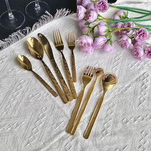 Ensemble de couverts en acier inoxydable à motif rocheux, couteau à steak, fourchette, cuillère à dessert, cuillère à thé, pour hôtel, restaurant occidental - Product Image 2