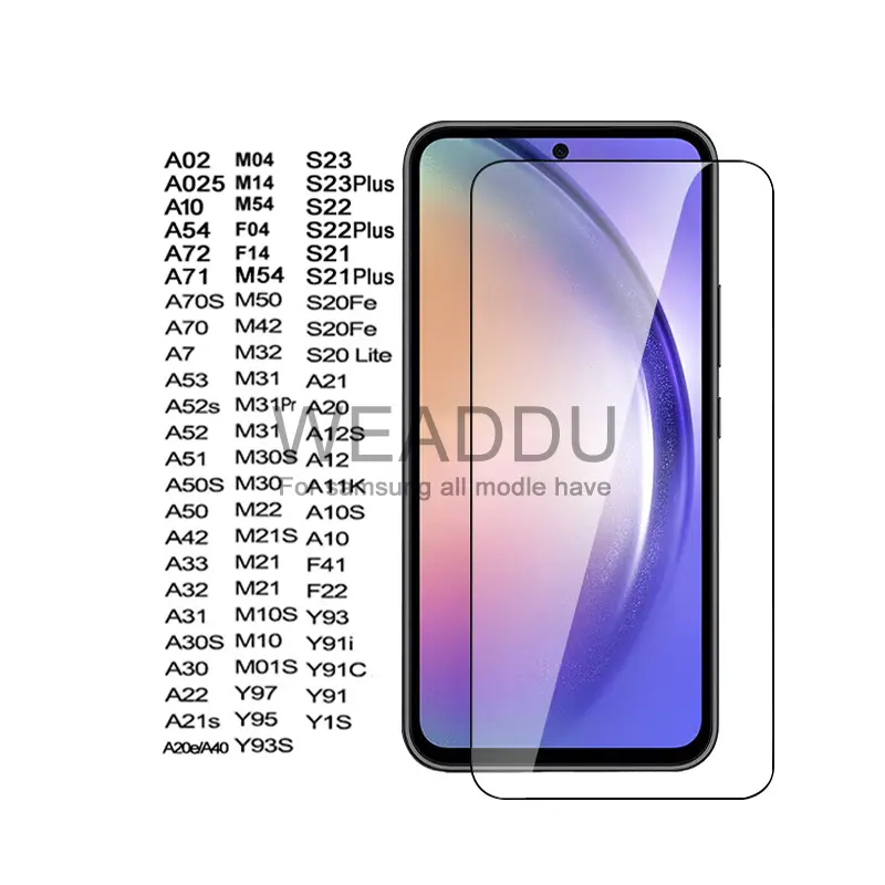 Para Samsung Todos os modelos A54 A70 A60 A40 A30 A50 A53 A90 A20 A10 A7 Telefone móvel Protetor de tela de vidro temperado para Samsung