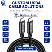 Câble USB4 Type-C vers Type-C LUNGKAY, 40 Gbps, vidéo 8K, charge rapide 240 W PD 3.1, synchronisation des données, compatible Thunderbolt 4, OEM