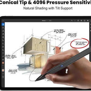 Stylo mince <span class=keywords><strong>2</strong></span> pour Microsoft <span class=keywords><strong>Surface</strong></span> Pro 12/11/10/9/8/7/6/5/4/X Book 4096 Effaceur de pression Clic droit Rejet de la paume Pointe en graphite - Product Image 3