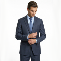 810 88% Laine Nouveaux Hommes D'affaires Bleu Demi Toile Hommes Suitmens Veste D'affaires Bleu