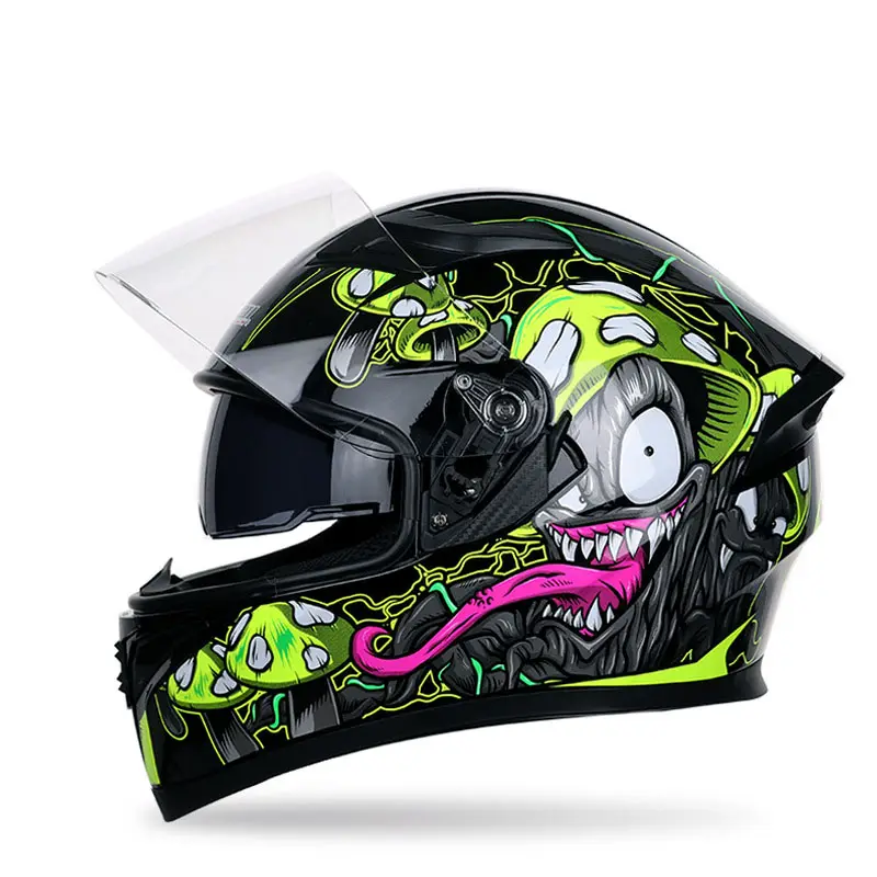 Motorcycle Helmet Men And Women Full Face Helmet Covering Personality Cool Four Seasons Dual Lens Motorcycle Racing Helmet