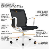 Chaise de bureau ergonomique simple avec dossier en maille respirante, chaise d'ordinateur pivotante et réglable en hauteur, chaise de personnel à roulettes, chaise d'étude à domicile