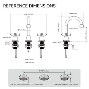 Robinet <span class=keywords><strong>de</strong></span> baignoire Health UPC 8 pouces, robinet <span class=keywords><strong>de</strong></span> mélange d'eau <span class=keywords><strong>de</strong></span> haute qualité, robinets classiques à <span class=keywords><strong>col</strong></span> <span class=keywords><strong>de</strong></span> <span class=keywords><strong>cygne</strong></span>, robinets en acier chromé, 2 poignées, robinet à 3 trous pour salle <span class=keywords><strong>de</strong></span> bain - Product Image 2