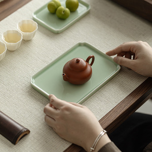 Ceramic Tea And Snack <b>Plate</b> Rectangle Porcelain Teapot Holder Tea Brewing Tray Fruit Platter - Product Image 4