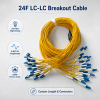Cordon de brassage fibre optique monomode G657A1 LC UPC vers LC UPC 24 fibres, longueur personnalisée, câble de dérivation OFNP 3.0mm à 1.6mm, 1M