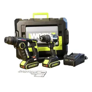 <b>Tool</b> <b>Set</b> WU938 18mm Lithium Battery Carbon Free Dual-Purpose Electric Hammer+13 Mm Lithium Battery Carbon Free Drill - Product Image 1