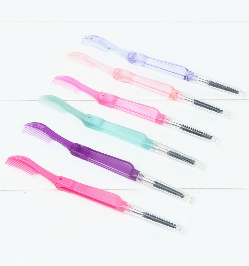 Складная двухсторонняя расческа для бровей и ресниц, кисточка для наращивания бровей, металлическая расческа для ресниц, косметические инструменты для макияжа