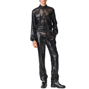 New Arrival Fashion Custom Long Sleeves Button up <strong>Sequin</strong> <strong>Shirts</strong> High Quality Hot Sale <strong>Men's</strong> <strong>Shirts</strong> Streetwear - Product Image 4