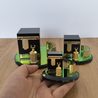 Décorations créatives de l'Aïd Ensemble de trois pièces de la Kaaba ronde minimaliste moderne Ornement décoratif en cristal souvenir de voyage en Arabie saoudite