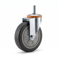 Roue pivotante silencieuse en caoutchouc thermoplastique TPR à axe unique, moyenne, pour chariot, mobilier et chariot médical