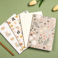 Carnet à couverture souple à imprimé floral A5, motif de fleurs mignon, cahier d'exercices pour étudiants, bureau, école, écriture, prise de notes
