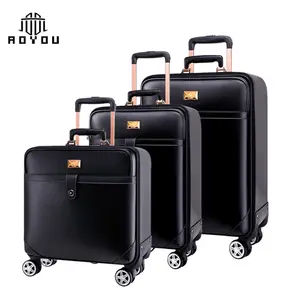 Su geçirmez çizilmeye dayanıklı PU deri bagaj iş bavul seti seyahat bagaj TSA kilit ile 3 adet 1 takım (20/24/28 inç)
