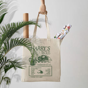 1 ud. Bolso de hombro personalizado de lona con patrón de <span class=keywords><strong>Harry</strong></span>'s House para viaje, bolso de compras reutilizable para mujer - Product Image 4