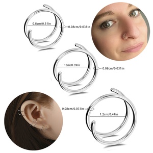 Anneau de nez double spirale en acier chirurgical 316L, multicolore, hypoallergénique, pour piercing de cartilage - Product Image 1