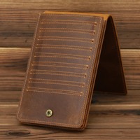 Kapasitas besar kustom Logo kulit sapi asli ramping tempat kartu kredit dompet tas Case Crazy Horse kulit tempat kartu