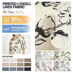 Nouveauté : Tissu en Lyocell et Lin Imprimé Numérique à Motifs Floraux Personnalisés pour Robes Femme - Product Image 1