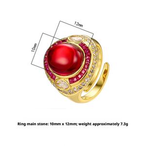 Fashion Jewelry Eco-friendly Copper 10*12MM Red Cubic Zirconia Best Quality Gold Plated Vintage Finger <b>Rings</b> for Premium Gift - Product Image 2