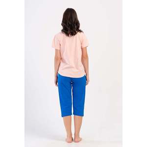 Conjunto de pantalón capri y top de cuello redondo KADIN P.SUPREM O YAKA KISA KOL ETEGI OVAL - Rosa suave - Rosa suave - Product Image 4