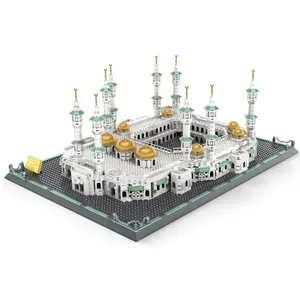 Model bangunan atraksi dunia Grand masjid of Saudi Arabia blok bangunan rakitan mainan anak-anak