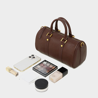 Sac bandoulière rétro en cuir véritable Maillard pour femme, style Boston, luxe léger, en cuir de vachette tanné végétal, grande capacité