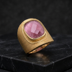 Nouvelle arrivée Bague en plaqué or avec tourmaline rose et pierre hydro pour homme et femme - Product Image 3