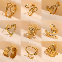 JZ134 Bagues en Acier Inoxydable de Gros, Personnalité Hip Hop, Bague en Acier Titane, Design Cœur Croisé Ouvert d'Amour, Bijoux en Gros