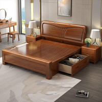 Lit en noyer de style chinois pour chambre à coucher, 1,8 m, 1,5 m, lit double, moderne, simple, en bois massif, meubles en gros