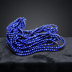 High Quality 100% Natural 4-5MM Round <b>Ball</b> Lapis Lazuli Stone Beads Necklace Royal Blue for <b>Bracelets</b> 14 Inches - Product Image 3