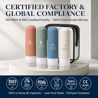 Ensemble de 18 flacons de voyage en silicone et accessoires, contenants de toilette rechargeables de 90 ml et pochette transparente pour le voyage
